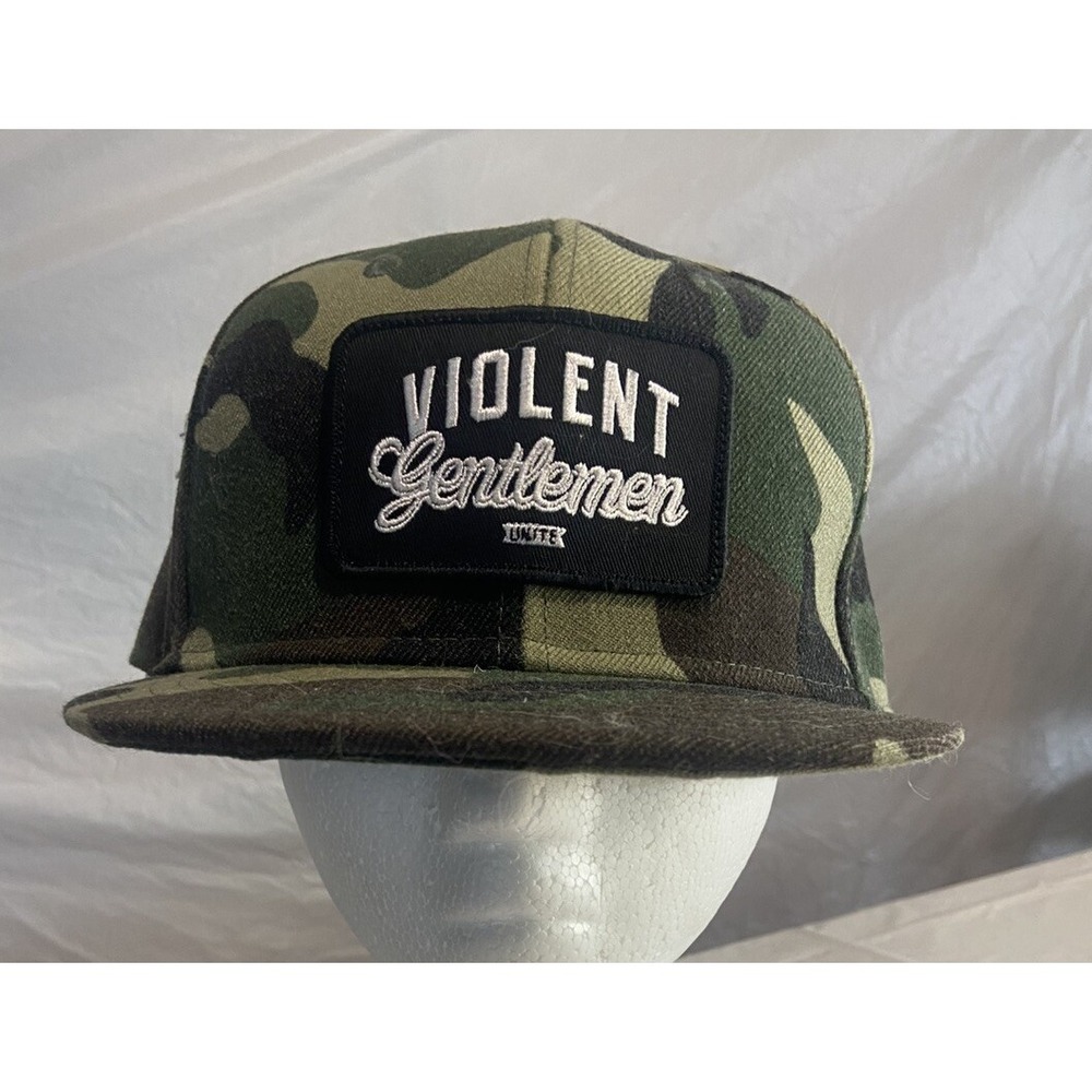 Violent Gentlemen Camo Snapback Hat Woodland Camouflage Flat Brim Hockey Cap